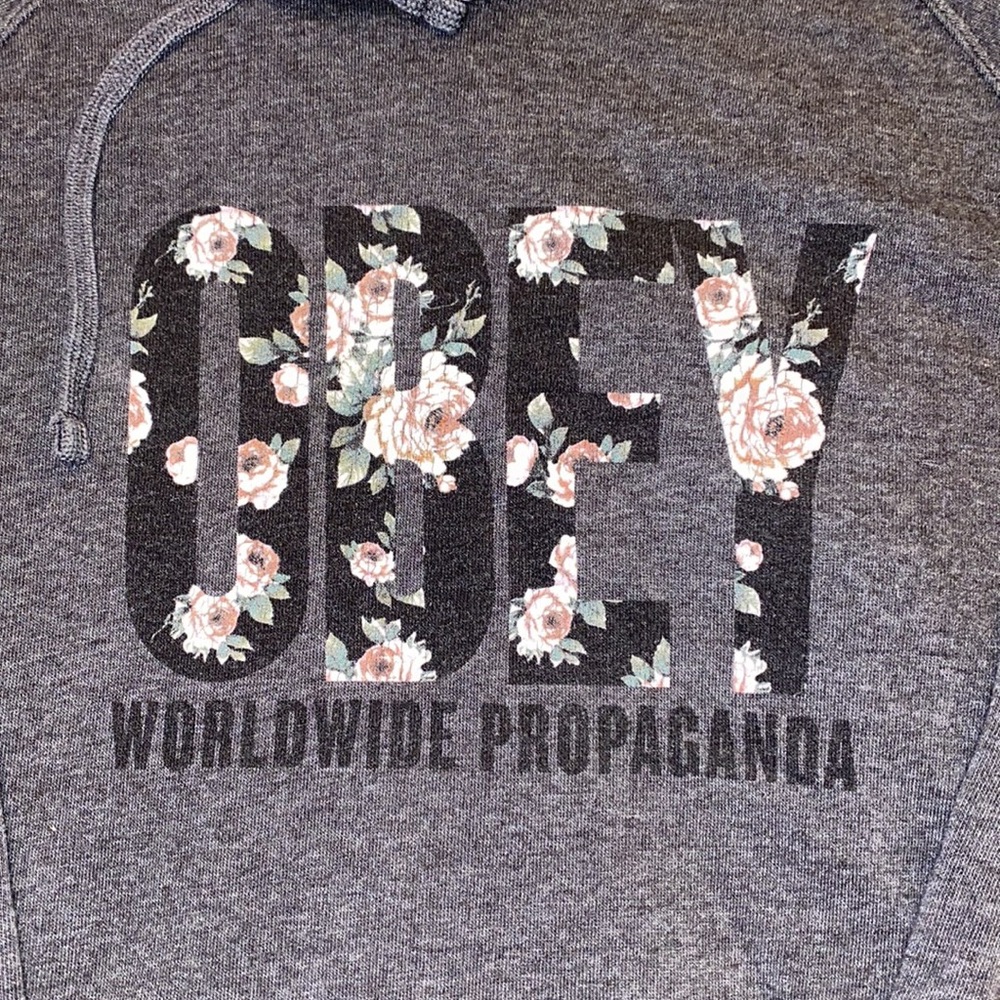 OBEY Floral Writing Hoodie.